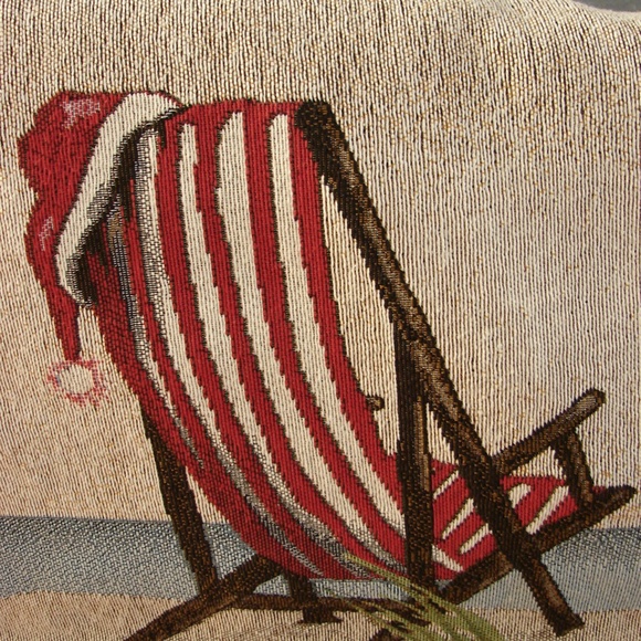 Christmas Holiday Tropical Beach Scene Coastal Wall Hang Tapestry and Hang Rod - Picture 5 of 9